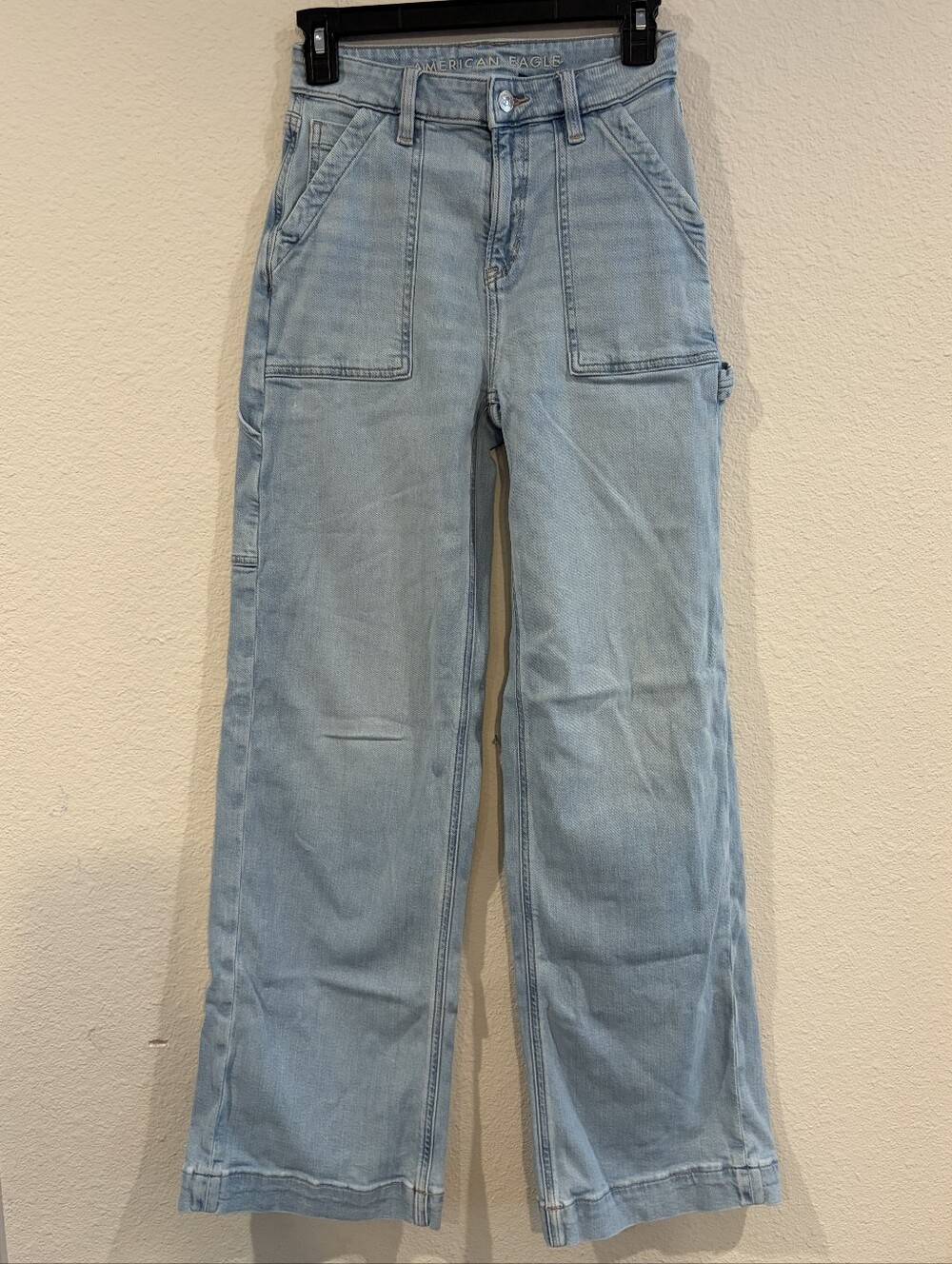 American Eagle Real Good Stretch Baggy  High Waist Carpenter Blue Denim Jeans